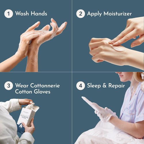 7 Pairs Cottonnerie Cotton Gloves for Dry Hands Sleeping, Moisturizing Gloves Overnight, Hand Moisturizer Gloves, Moisture Gloves for Dry Hands Overnight, Sleeping Gloves, Eczema Gloves, XSmall