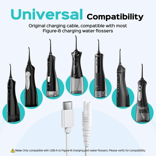 COSLUS Original Water Flosser Charger: Compatible, Aquasonic, Nicwell, Oralfree, Nicefeel, Hangsun, Tovendor, Zerhunt Figure-8 Replacement Charger Water Flosser, Dental Pick Charger Cord