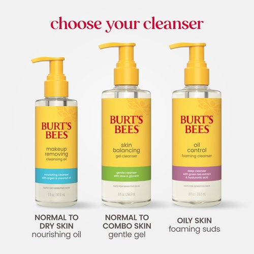 Burt's Bees Skin Balancing Gel Cleanser; Made for Normal to Combination Skin; Safe for Sensitive Skin; With Aloe, Glycerin and Cucumber Extract, 8 Fl. Ounces