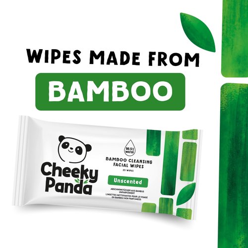The Cheeky Panda Bamboo Face Cleanser Makeup Remover Wipes | 6 Packs of 25 Face Wipes | 99% Purified Water Wipes | Plant Based & Vegan Wet Wipes | Sustainable Alternative