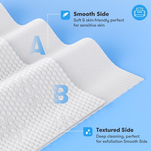 Beauntangly Disposable Face Towel, XL Unscented Facial Towelettes Soft Thick Absorbent, Lint-Free Biodegradable Makeup Remover Dry Wipes Clean Skin Care Washing Drying Camping Travel Essentials, 50 Ct