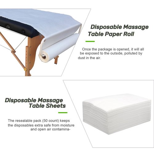 Tvvcalk 50pcs Massage Table Sheets, Disposable Bed Sheets Soft Non woven Fabric Spa Bed Sheets Breathable For Massage Beauty Salon Eyelash Wax Tattoo Bed Covers, 31" x 71" White