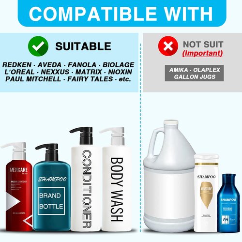4-Pack Shampoo Pump for Liter 33.8 oz Shampoo and Conditioner, Pump Dispenser Fits Most Salon Brand Bottles with 1.1 inch Wide Opening, Black Replacement Pump for Hair Products, Body Wash, Lotion, Gel