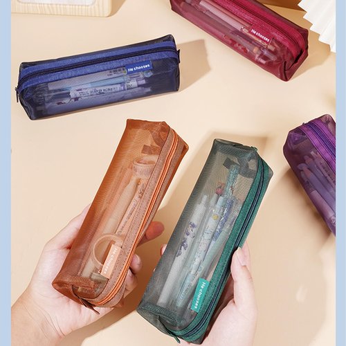 Gidary Mesh Cosmetic Bag Portable Clear Makeup Bags Mesh Zipper Pouch for Home Office Travel Accessories Organizer (2PCS Blue & Green)