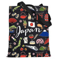 LEVLO Japan Travel Pouch Bag - Japan Theme Zipper Pouch Bag for Japanese Trip Gift (Black)