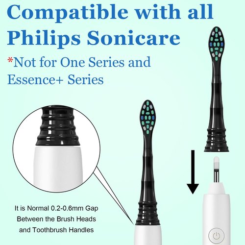 Replacement Toothbrush Heads for Philips Sonicare ProtectiveClean 4100 5100 5300 6100 Electric Toothbrushes, 12 Count Black