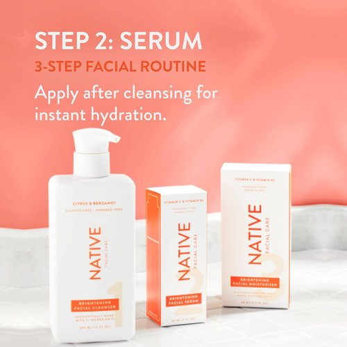 Native Brightening Facial Serum - Hydrating Vitamin C & Niacinamide Formula | Fragrance-Free, 30ml