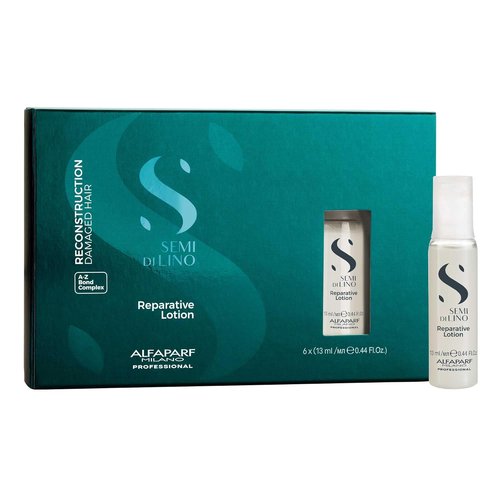 ALFAPARF MILANO Semi Di Lino Reconstruction Lotion - Repair Damaged Hair, Add Shine & Softness - 6 Vials (2.64 oz)