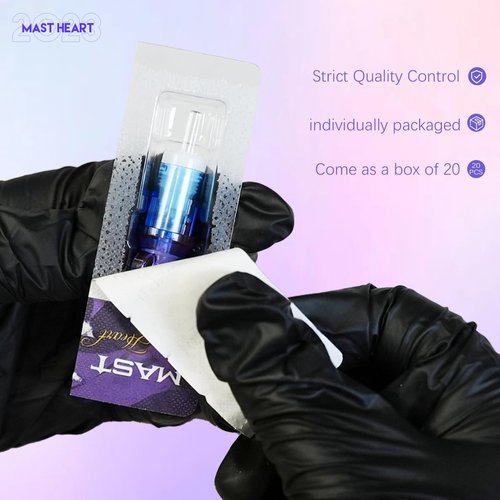 Mast Heart Tattoo Needles Cartridges 20Pcs Disposable Round Liner 1201RL Long Tips for Precision & Style