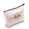 BLUPARK Emergency Nurse Makeup Bag ED ER Nurse Gift Emergency Room Gift New Nurse Gift Nursing Graduate Gifts Future Nurse gift, Off White(Emergency Nurse)