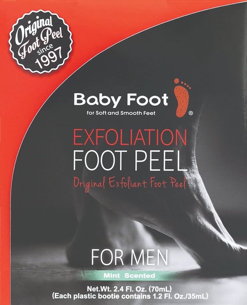 Baby Foot - Original Foot Peel Exfoliator for Men - Mint Scented Mask for Soft, Smooth Feet | 2.7 Fl. Oz.
