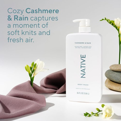 Native Body Wash - Cashmere & Rain Scent - Sulfate-Free & Gentle for All Skin Types | 36 oz Pump Bottle