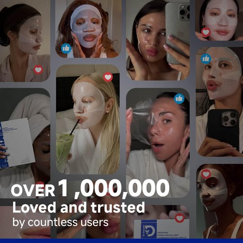 Dr Vincent Deep Hydrating Overnight Collagen Hydrogel Mask, Bio-Collagen Facial Mask for Pore-Refining Appearance & Skin Suppleness, Face Sheet Mask with Ferment Extract, Vitamin E & Peptides, 37gx5ea