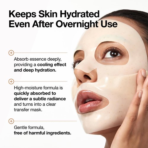 ANUA Rice 70 Glow Collagen Mask, Overnight Face Mask for Glass Skin, Ceramide, Collagen Facial Mask, Skin Moisture Barrier, Tightening Care, Natural Color, Korean Skin Care (38g, 4ea)