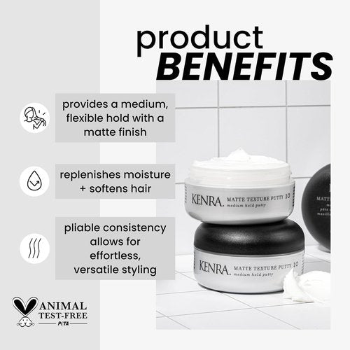 Kenra Matte Texture Putty 10 - Medium Hold Styler | Flexible Matte Finish | Moisture Replenishing for All Hair Types