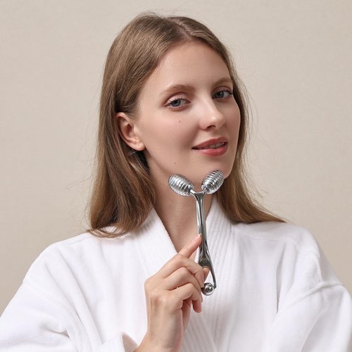 pfefe Facial Roller for Face and Eyes - Unbreakable Face Massager Tool for Beauty Routines, Esthetician Supplies Cold Roller for Puffiness, Wrinkles, Dark Circles
