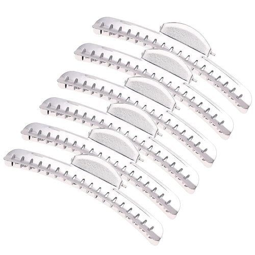 Skiennix Vintage Metal Finger Wave Hair Clips - 12PCS Silver Aluminum Tip Clamps for Home & Outdoor Styling