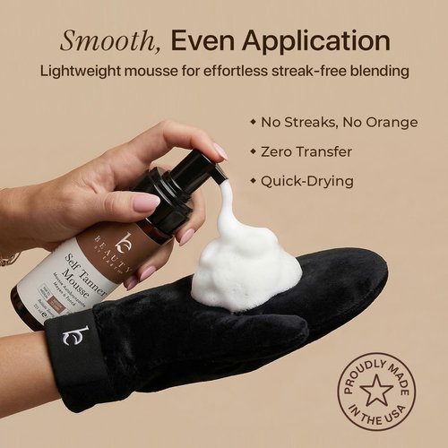 Skiennix Self Tanner Mousse Kit - Natural & Organic Ingredients | Includes Kabuki Brush & Mitt