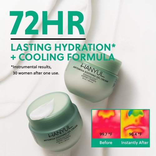 Hanyul Artemisia Soothing Gel Cream Moisturizer with Centella Asiatica and Niacinamide | Calming Water Cream | Cooling, Hydrating, Suitable for Sensitive & Acne-Prone Skin, 1.86 fl. oz.