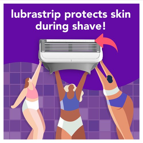 joy Womens Razor Blade Refills, 12 Count, Purple, Lubrastrip to Help Avoid Skin Irritation