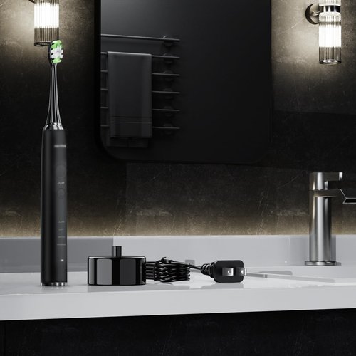 Electric Toothbrush Charger Base Compatible with AquaSonic Black/Vibe Series Tooth Brushes Replacement Waterproof Battery Charging Stand Power Adapter - Black
