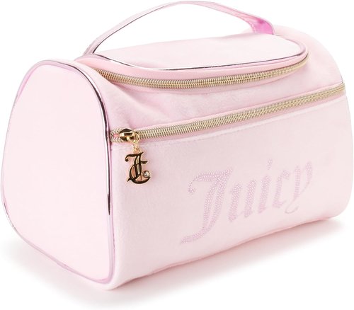 Juicy Couture Pink Makeup Bag - Stylish Cosmetics Organizer with Rhinestones | Travel Essentials