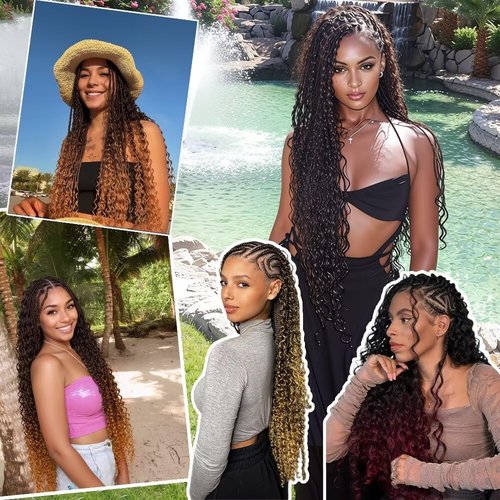 Human Braiding Hair for Boho Braids 150g 6 Bundles/Pack 16 Inch Deep Wave Bundles Human Hair Boho Braiding Hair Curly Boho Hair for Braiding Deep Wave Bulk Human Hair for Braiding Natural color