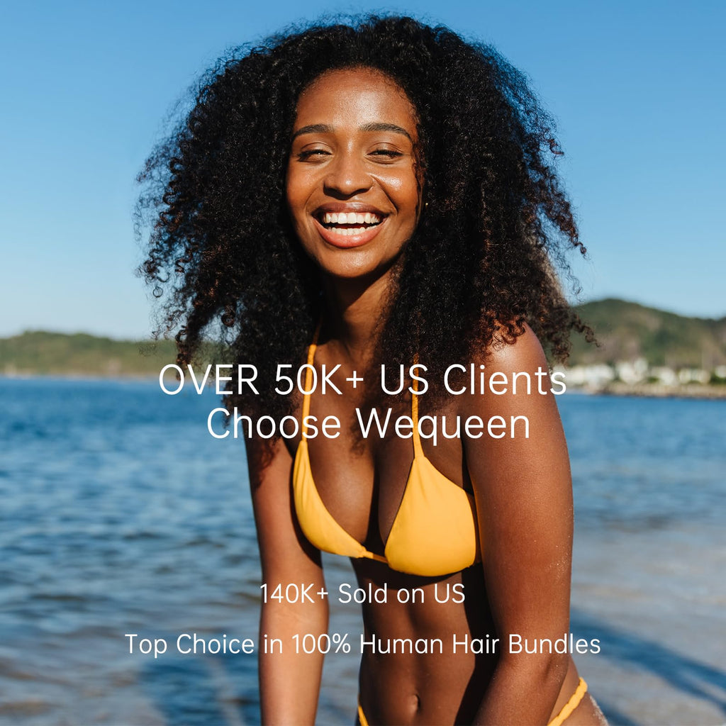 WEQUEEN Kinky Curly Human Hair Bundles Premium Virgin 100% Human Hair 3c/4a Curly Wave 14 Inch Single Bundle Natural Black