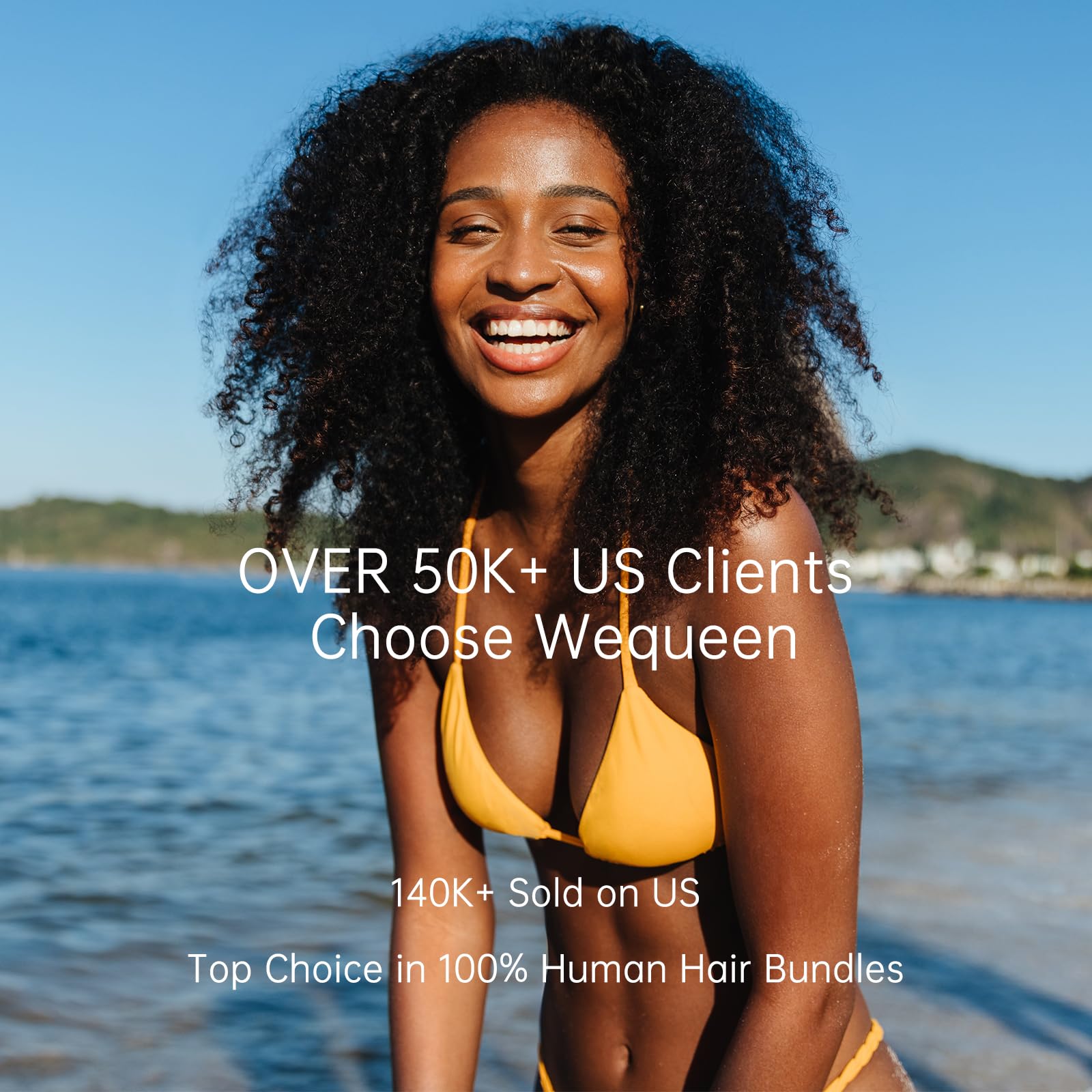 WEQUEEN Kinky Curly Human Hair Bundles Premium Virgin 100% Human Hair 3c/4a Curly Wave 14 Inch Single Bundle Natural Black