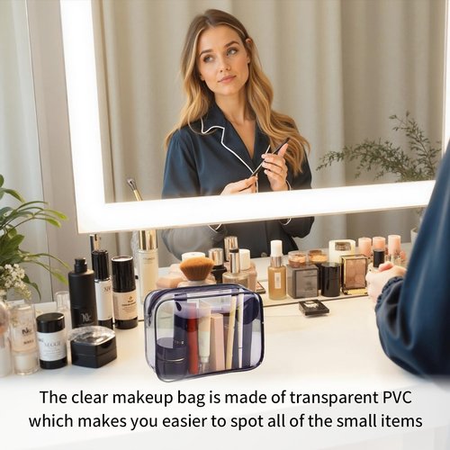 Dismok 16 Packs Clear Makeup Bag - Waterproof Cosmetic Bag, Portable Travel Makeup Bag with Zipper for Men and Women
