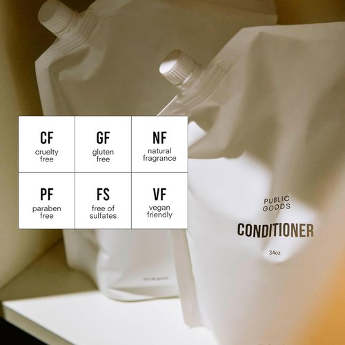 Public Goods Conditioner - Natural Moisturizing Formula for Dry Hair | Organic Essential Oils | 34 Fl Oz Refill