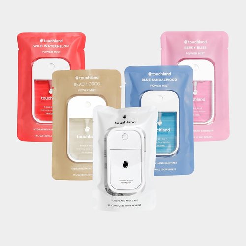Touchland Hydrating Hand Sanitizer Spray - Dream 5 Set with Wild Watermelon & Berry Bliss | 4 Travel Size Mists (1 FL OZ Each)