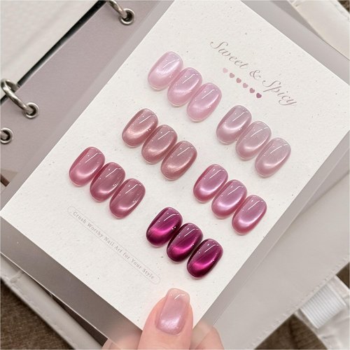 GAOY Pink Cat Eye Gel Nail Polish Set with Magnet 6 Colors, Holography for Valentine's Date Night Nails, Sweet & Spicy DIY Manicure