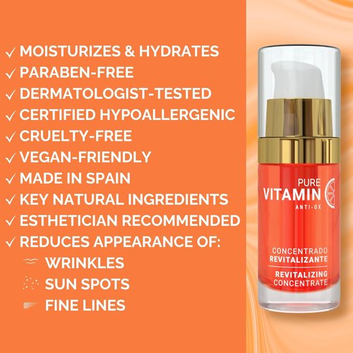 Noche Y Dia Vitamin C Serum - Anti-Aging Hydration for Mature Skin - Targets Sun Spots & Fine Lines - 30mL (1 fl oz)
