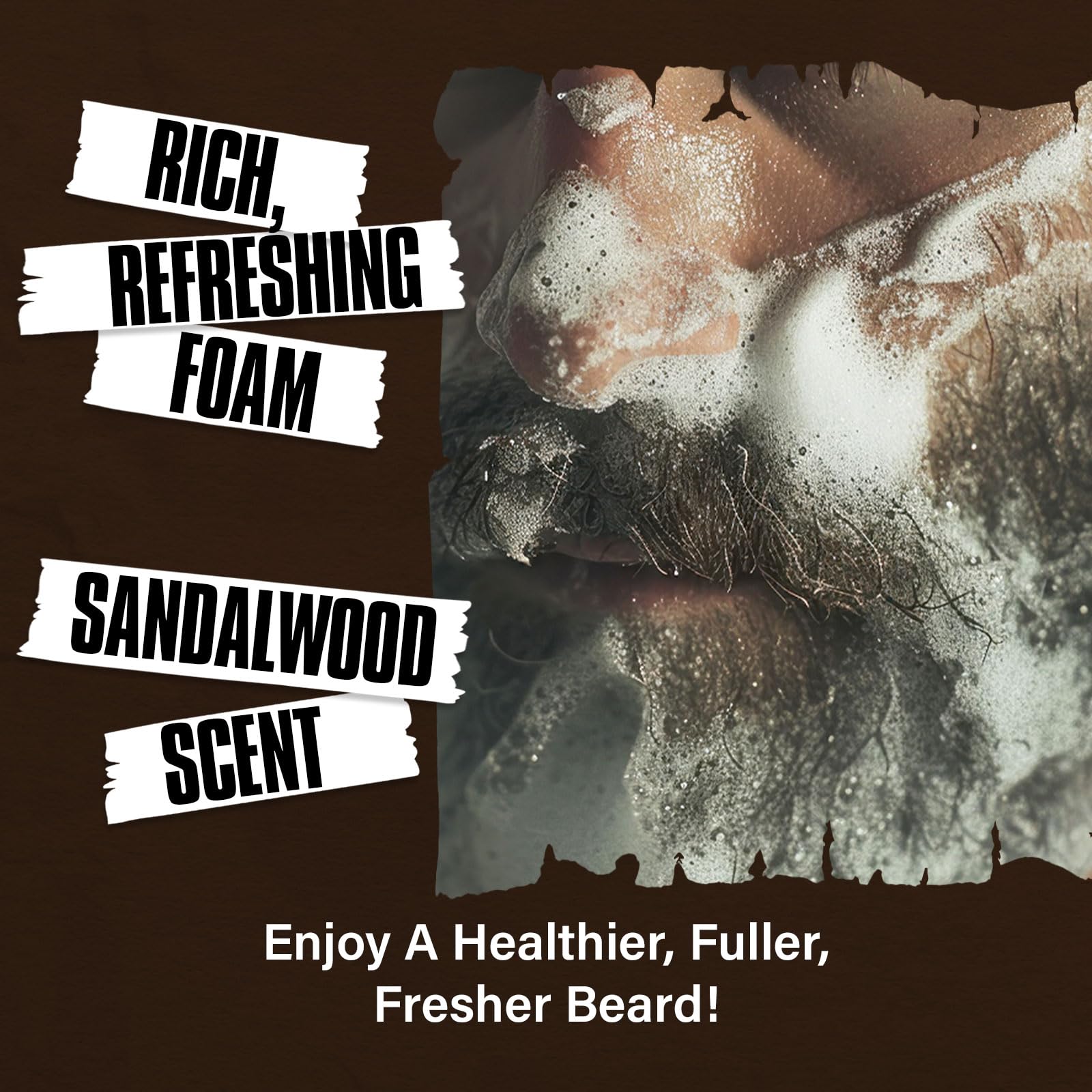 YEALIR 2-in-1 Beard Wash and Conditioner – Cleanse, Hydrate & Soften Dry, Coarse Beard, Beard Shampoo for a Fuller & Healthier Beard –Sandalwood Scent, 8.45 oz