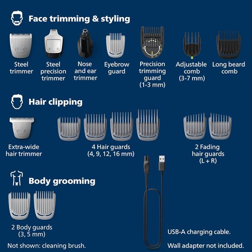 Philips Norelco Multigroom 7000 - All-in-One Beard Trimmer & Hair Clipper | 19-Piece Men's Grooming Kit