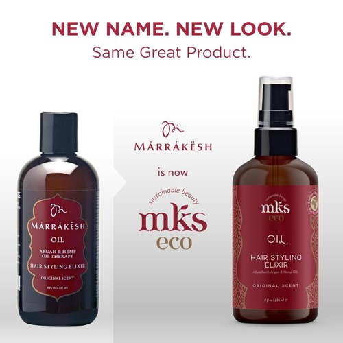 MKS Eco Oil - Hair Styling Elixir with Moroccan Argan & Hemp Seed Oils - Moisturizes, Controls Frizz, Vegan