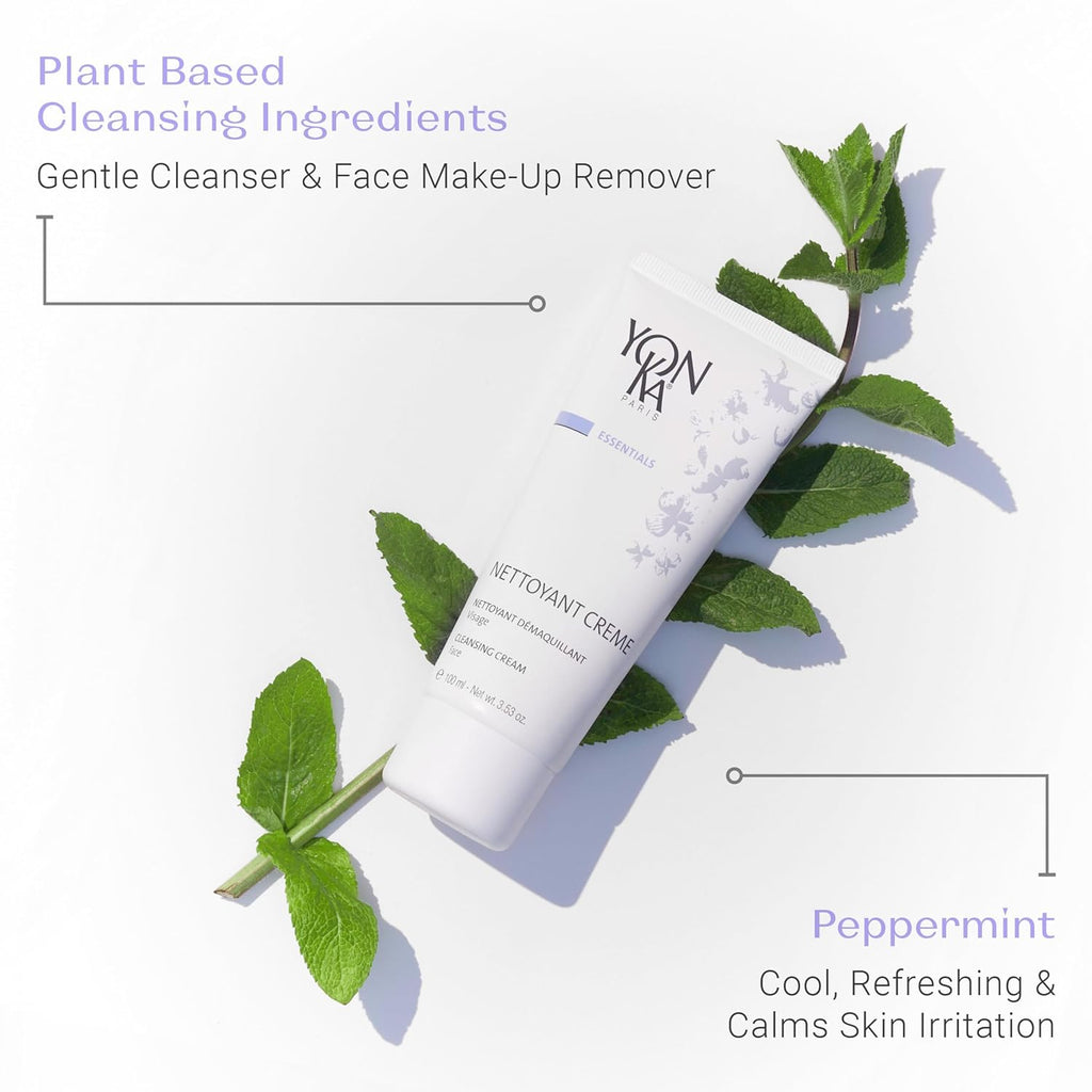 Yonka Nettoyant Creme - Cleansing Makeup Remover Cream with Calming Peppermint | 3.53 oz for Sensitive & Acne-Prone Skin
