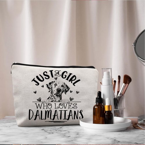 Absnfatu Dalmatian Dogs Makeup Bag,Dalmatian Gifts For Women,Just A Girl Who Loves Damatians Makeup Bag Cosmetic Pouch