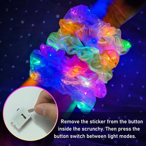 40 PCS Light up Scrunchies, 3 Glow Mode, Hair Accessories for Women, Glow in the Dark Party Supply for Festival Rave Slumber Party