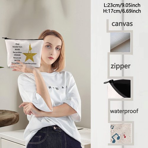 LEVLO Musical Cosmetic Bag Musicals You Are Braver Stronger Smarter Than You Think Theater Makeup Bag (Broad Bag)