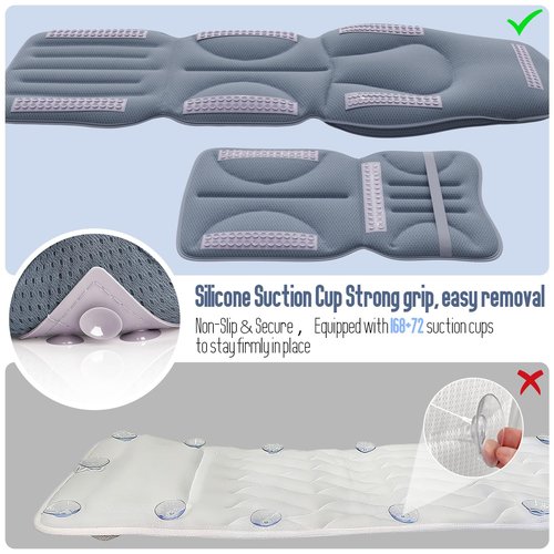 Luxury Full Body Bathtub Pillow 6D Air Mesh,Extra Long Bath Pillow for Tub Non Slip,Soft Relax Tub Pillow for Bath Head Neck Back Waist Support,Large Thick Spa Bathtub Cushion