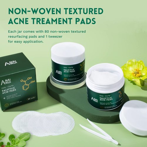 ANAI RUI Salicylic Acid Face Cleansing Pads - Acne Treatment with Witch Hazel, 80 Count