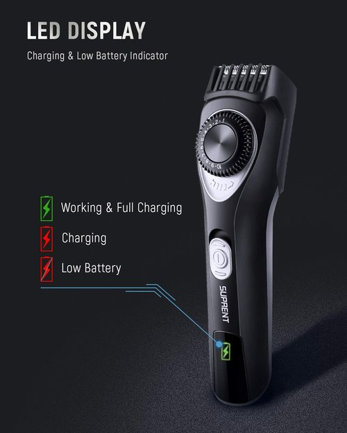 SUPRENT Beard Trimmer for Men- Adjustable Electric Beard Trimmer with 19 Length Settings, Cordless Mustache Trimmer for Men