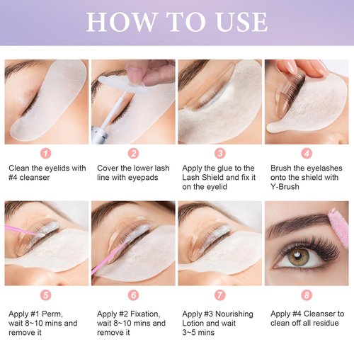 Eyelash Lift Kit Effectually, 2 Pack Eyelash & Eyebrow Perm Kit, Professional Semi-Permanent Eyelash Lash Curling Tools with Eye Shields, Pads Suitable for Salon Home (Pink)