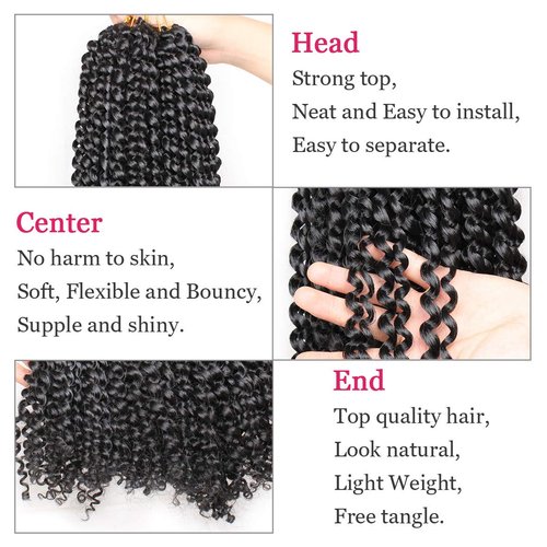 Leeven 7 Packs Passion Twist Braiding Hair for Butterfly Locs Natural Black Water Wave Crochet Passion Twist Hair for Women 30 Inch Super Long Bohemian Braids Synthetic Crochet Hair 1B#