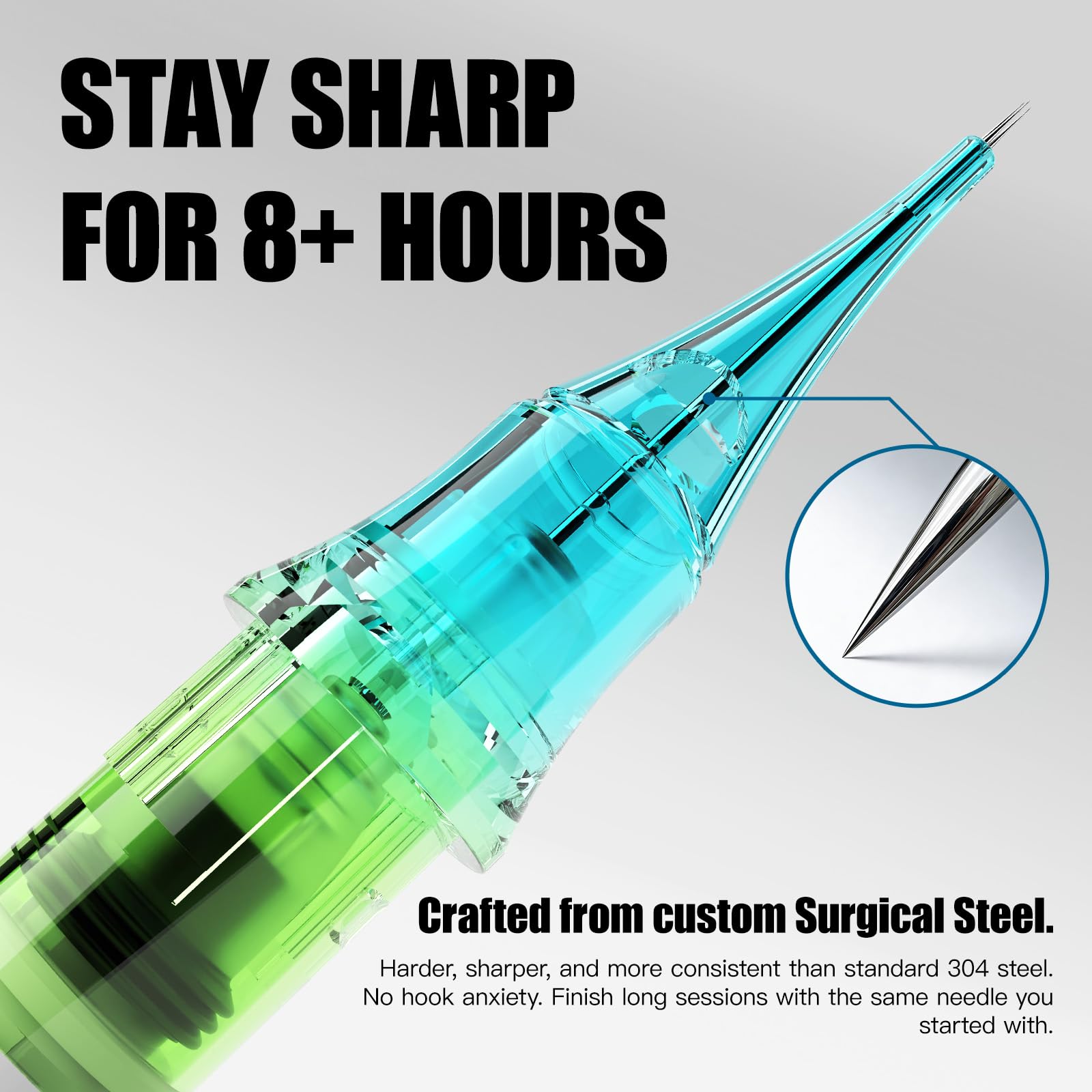 Wjx Ultimate Tattoo Needles Cartridges 20Pcs Precision Round Liner 0803RL for Large Ink Fine Line