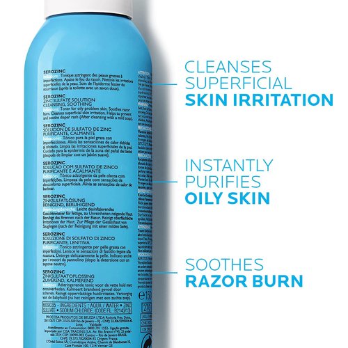 La Roche-Posay Serozinc Face Toner - Mattifying Zinc Spray for Oily & Acne-Prone Skin, 5 Fl Oz