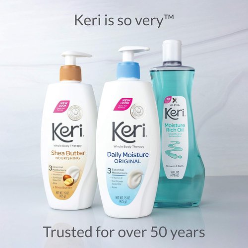 Keri Moisture Rich Shower Bath Oil, Clear, 8 Ounce (Pack of 2)