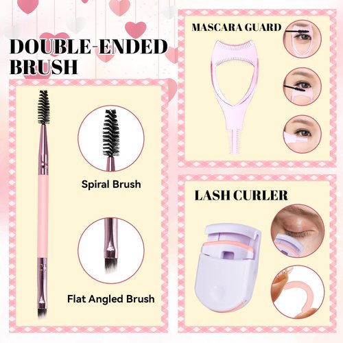 Lash Extension Kit, 516Pcs Individual Cluster Eyelash Extensions with Lash Bond&Seal Remover Tweezer Brush Lash Curler Lash Assistant Stylish Portable Makeup Bag DIY Lash Extensions at Home
